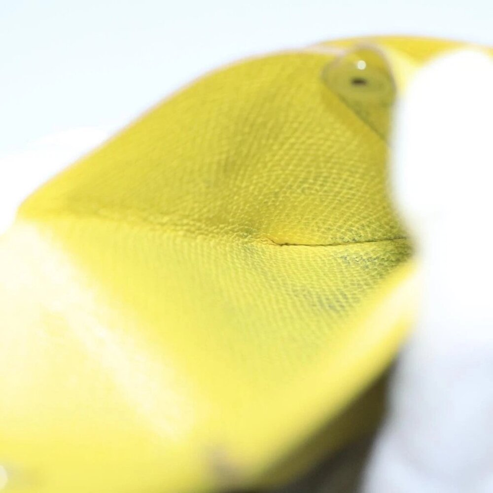 HERMES Bastia Coin Purse Leather Yellow Silver Auth ar12907 - Picture 11 of 16